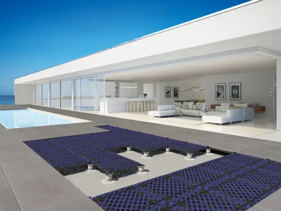 modern luxury summer villa with infinity pool. 3D-Illustration
